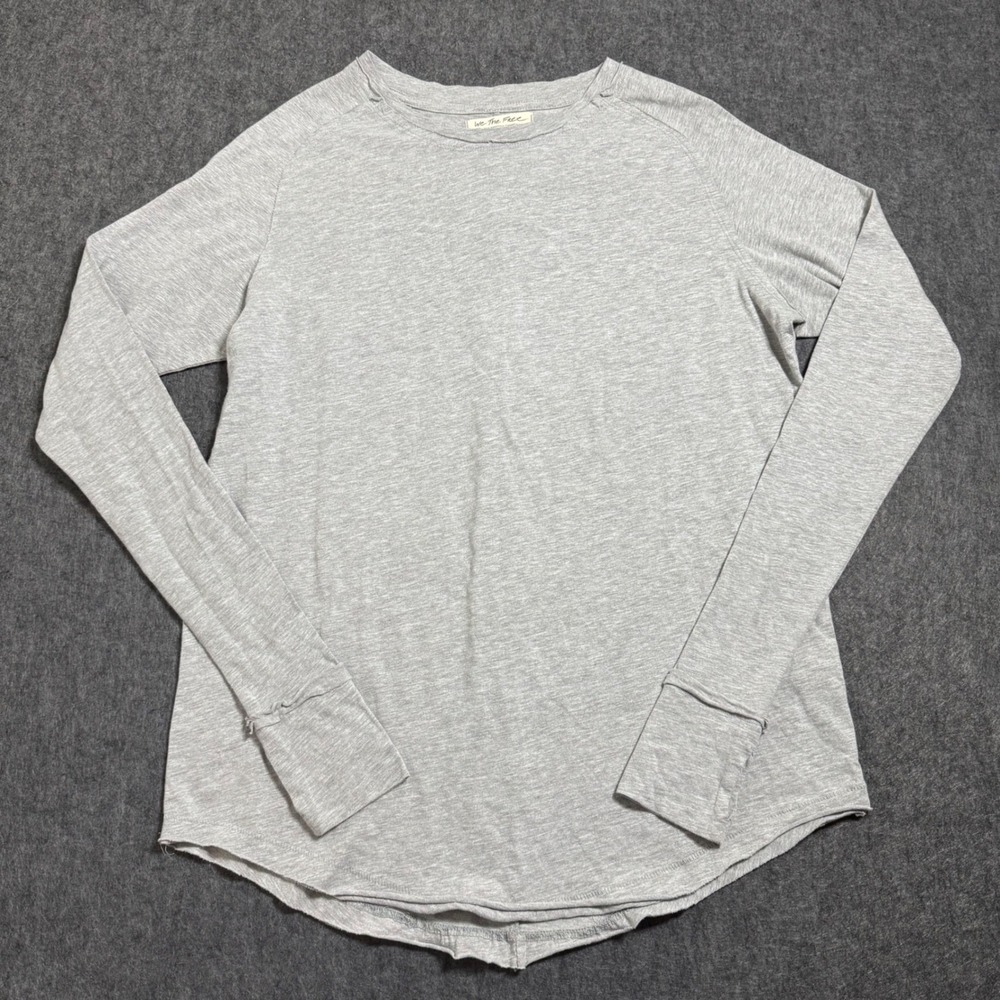 Free People We The Free Heather Gray Long Sleeve Raglan Top Size XS